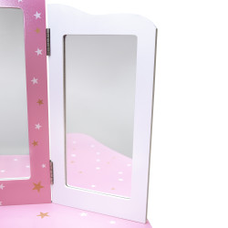Różowa toaletka dla dzieci Sol z krzesełkiem i 3 lustrami