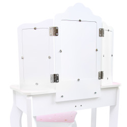 Różowa toaletka dla dzieci Sol z krzesełkiem i 3 lustrami