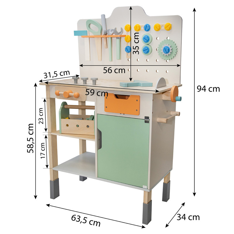 Drewniany warsztat Majsterek stolik narzędziowy