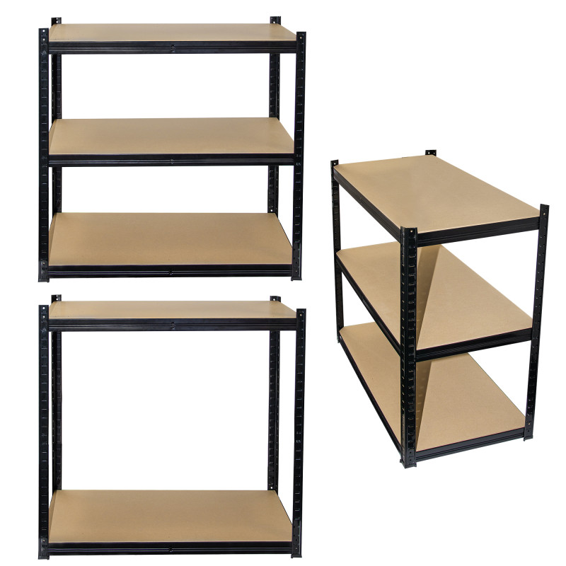 Regał metalowy magazynowy 180x90x40 cm 875 kg czarny 2w1 garażowy do piwnicy 175 kg na półkę