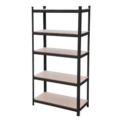 Regał metalowy magazynowy 180x75x35 cm 750 kg czarny 2w1 garażowy do piwnicy 150 kg na półkę