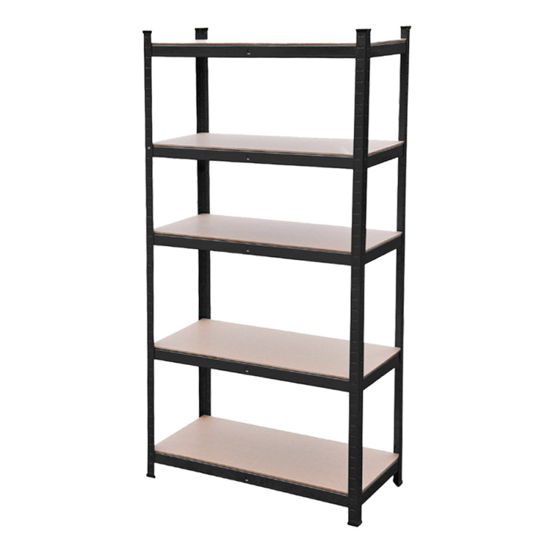 Regał metalowy magazynowy 180x75x35 cm 750 kg czarny 2w1 garażowy do piwnicy 150 kg na półkę