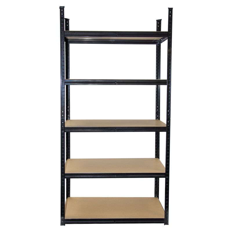 Regał metalowy magazynowy 180x75x35 cm 750 kg czarny 2w1 garażowy do piwnicy 150 kg na półkę