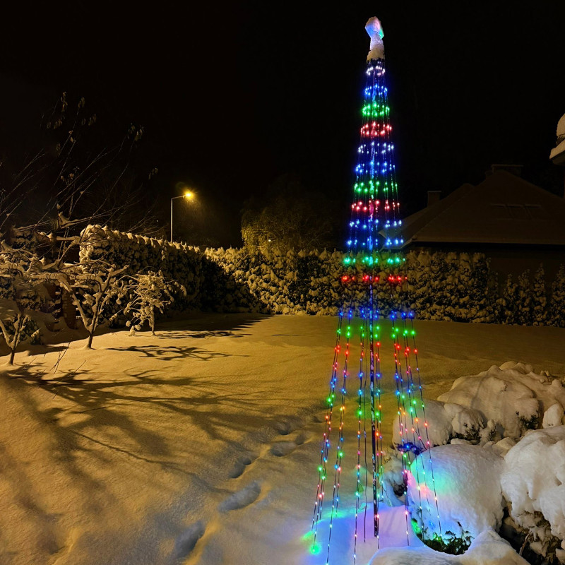 Choinka świecąca 250 LED 180cm Ø 60cm stelaż światełka APLIKACJA pilot