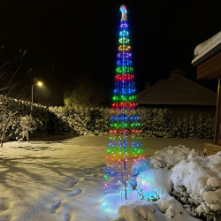 Choinka świecąca 340 LED 240 cm Ø 80 cm stelaż światełka APLIKACJA pilot