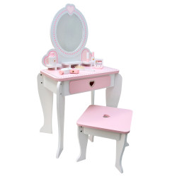 Różowa toaletka dla dzieci Kinga z akcesoriami i krzesełkiem
