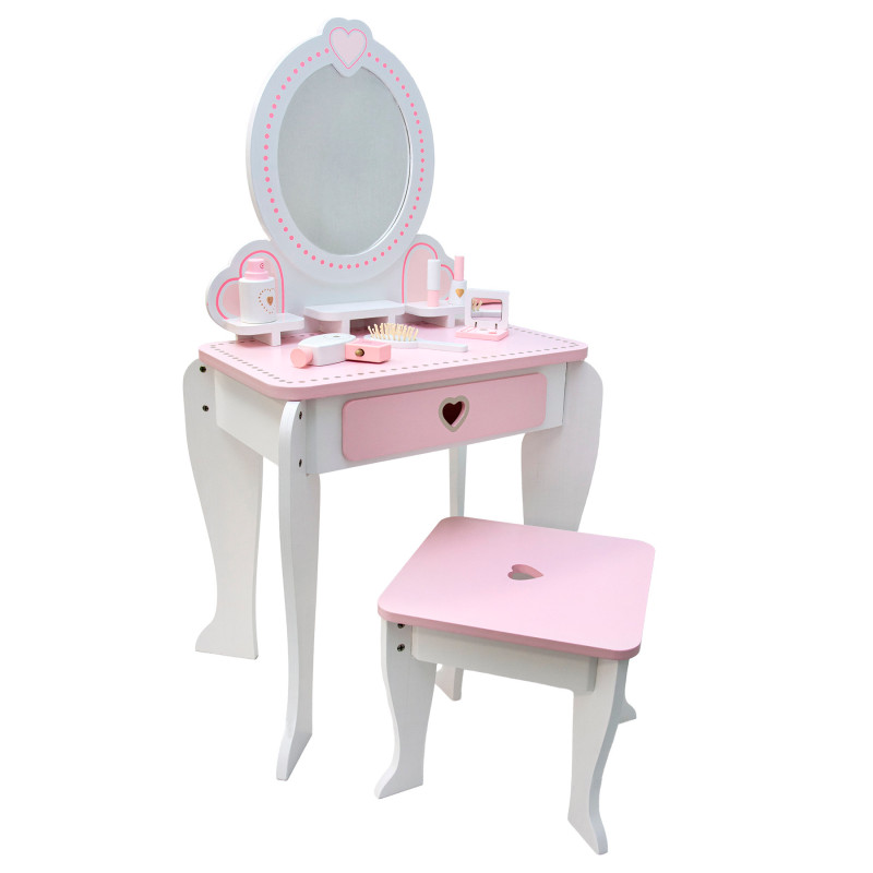 Różowa toaletka dla dzieci Kinga z akcesoriami i krzesełkiem