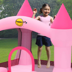 Dmuchany ZAMEK PINK duży trampolina HappyHop dmuchawa