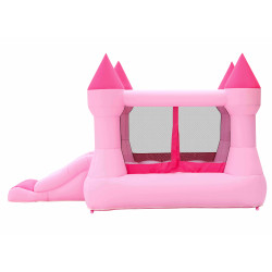 Dmuchany ZAMEK PINK duży trampolina HappyHop dmuchawa