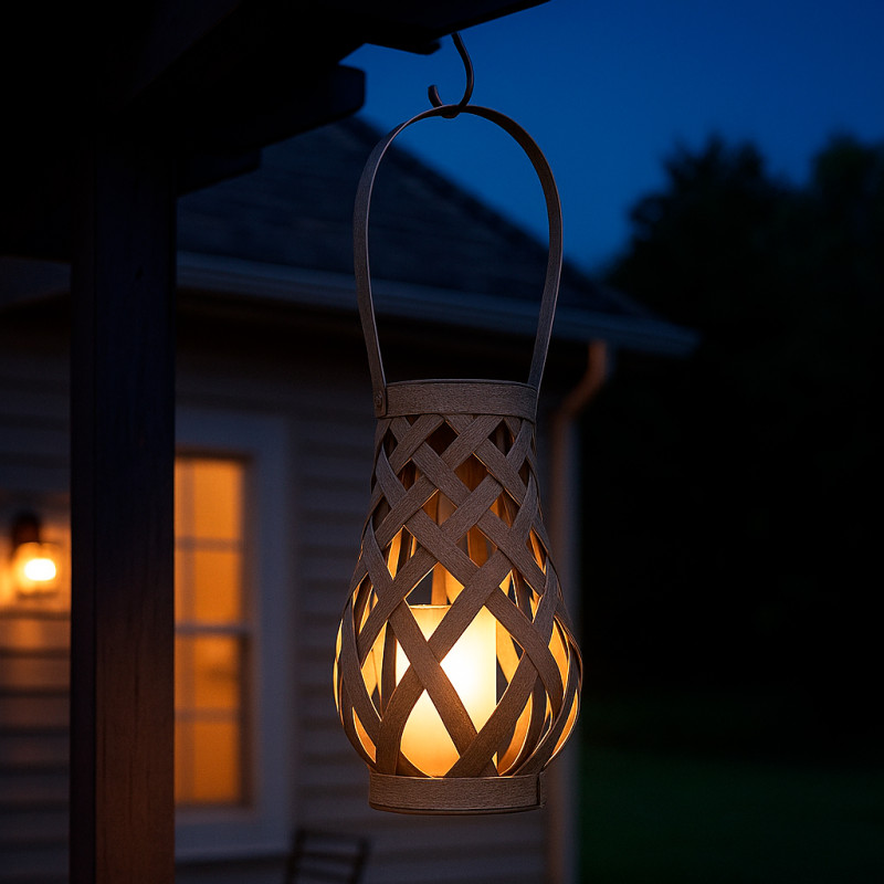 Latarenka solarna MIGOTKA 2w1 stojąca podwieszana na taras do ogrodu 27 cm abażurowa