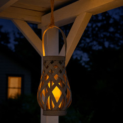 Latarenka solarna MIGOTKA 2w1 stojąca podwieszana na taras do ogrodu 27 cm abażurowa