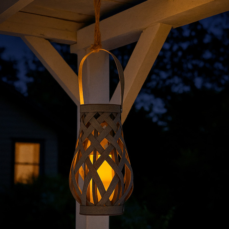 Latarenka solarna MIGOTKA 2w1 stojąca podwieszana na taras do ogrodu 27 cm abażurowa