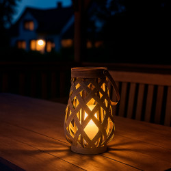 Latarenka solarna MIGOTKA 2w1 stojąca podwieszana na taras do ogrodu 27 cm abażurowa