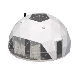 Namiot sferyczny całoroczny kopuła Ø 6m 28mkw szklane drzwi glamping