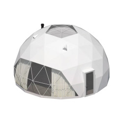 Namiot sferyczny całoroczny kopuła Ø 7m 38mkw szklane drzwi glamping