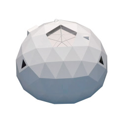 Namiot sferyczny całoroczny kopuła Ø 8m 50mkw szklane drzwi glamping