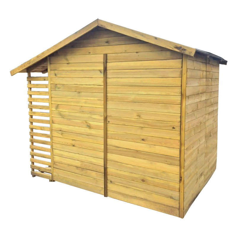 Drewniany domek narzędziowy jednodrzwiowy TIM z drewutnią 4,18m2 narzędziownia