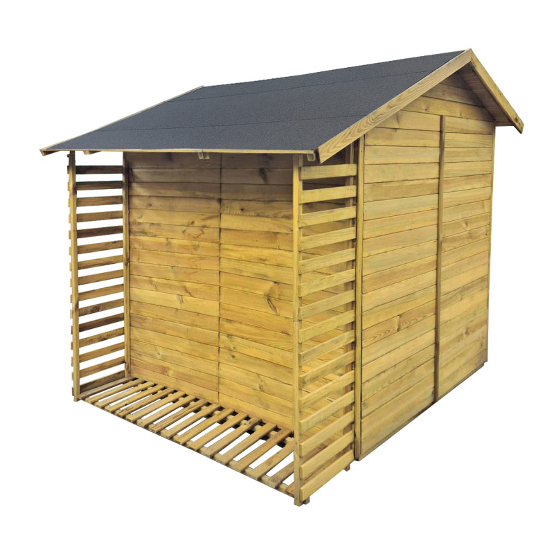 Drewniany domek narzędziowy jednodrzwiowy TIM z drewutnią 4,18m2 narzędziownia