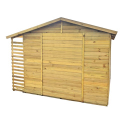 Drewniany domek narzędziowy dwudrzwiowy BEN z drewutnią 6,95m2 narzędziownia