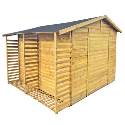 Drewniany domek narzędziowy dwudrzwiowy BEN z drewutnią 6,95m2 narzędziownia