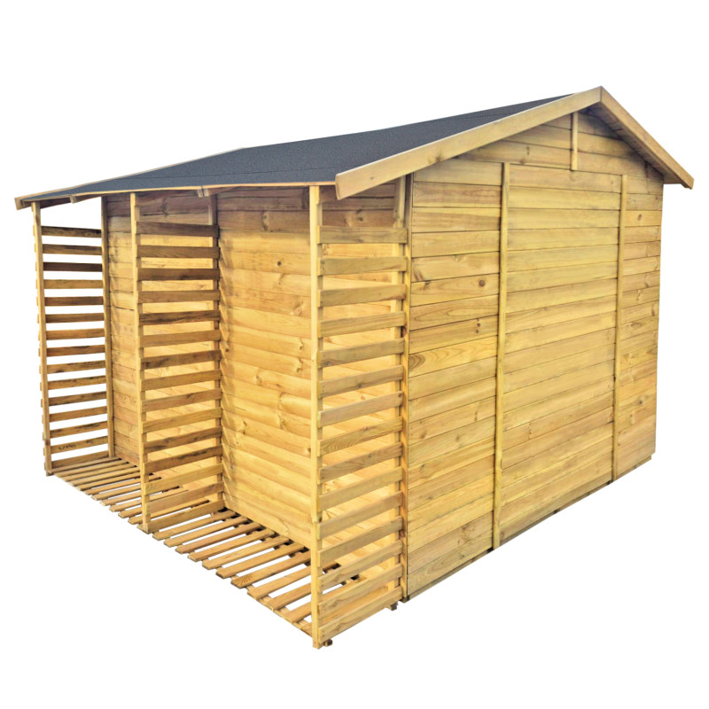 Drewniany domek narzędziowy dwudrzwiowy BEN z drewutnią 6,95m2 narzędziownia