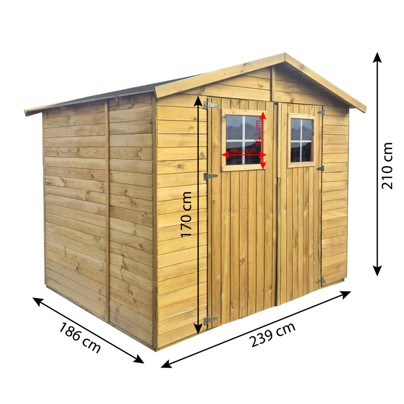 Drewniany domek narzędziowy dwudrzwiowy 239x186x210 cm 4,45m2narzędziownia