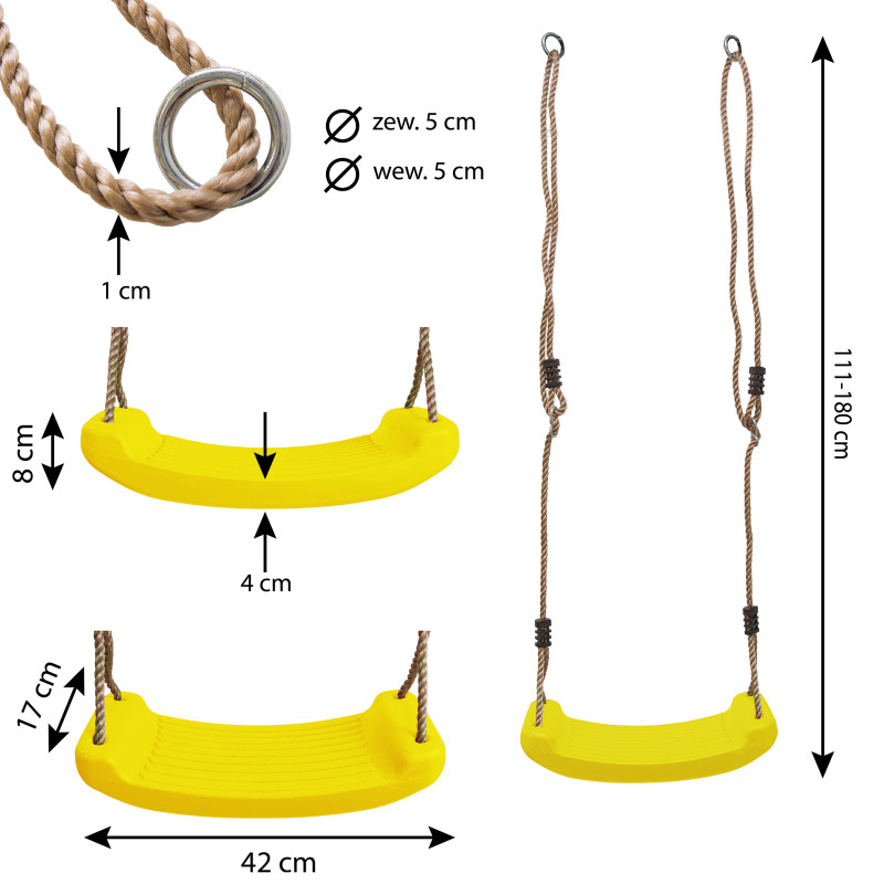 Żółte Siedzisko do huśtawki 42 cm