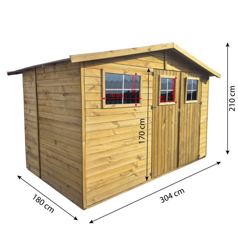 Drewniany domek narzędziowy dwudrzwiowy z okienkami 5,47m2 narzędziownia