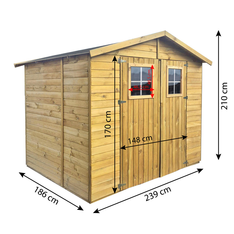 Drewniany domek narzędziowy dwudrzwiowy SAM 239x186x210 cm 4,45m2 narzędziownia