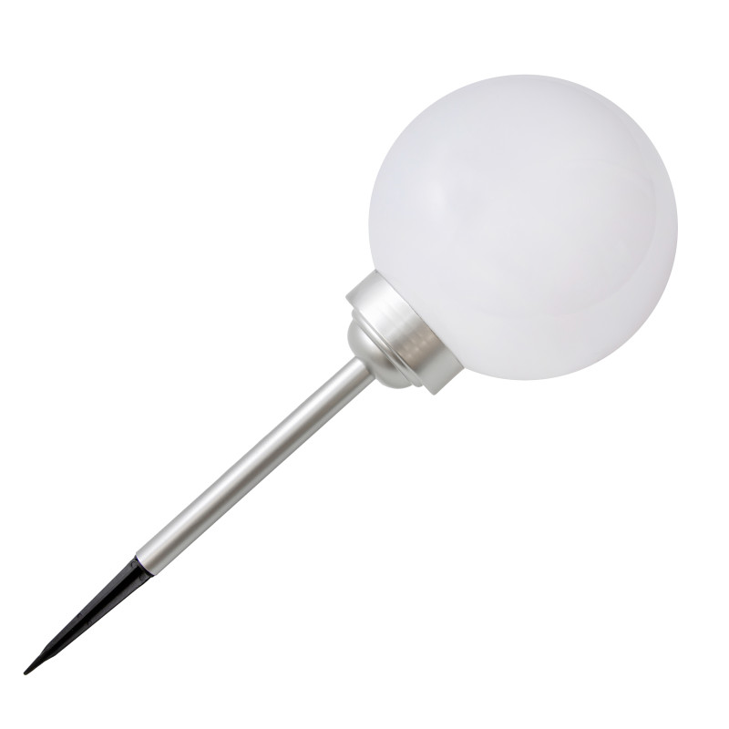 Lampa solarna LED ZENIT srebrna 20 cm ogrodowa kula wbijana