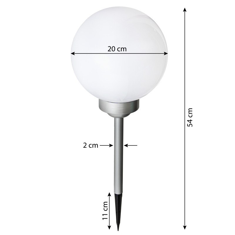 Lampa solarna LED ZENIT srebrna 20 cm ogrodowa kula wbijana