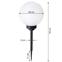 Lampa solarna LED ZENIT czarna 20 cm ogrodowa kula wbijana