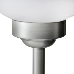 Lampa solarna LED ZENIT srebrna 10 cm ogrodowa kula wbijana