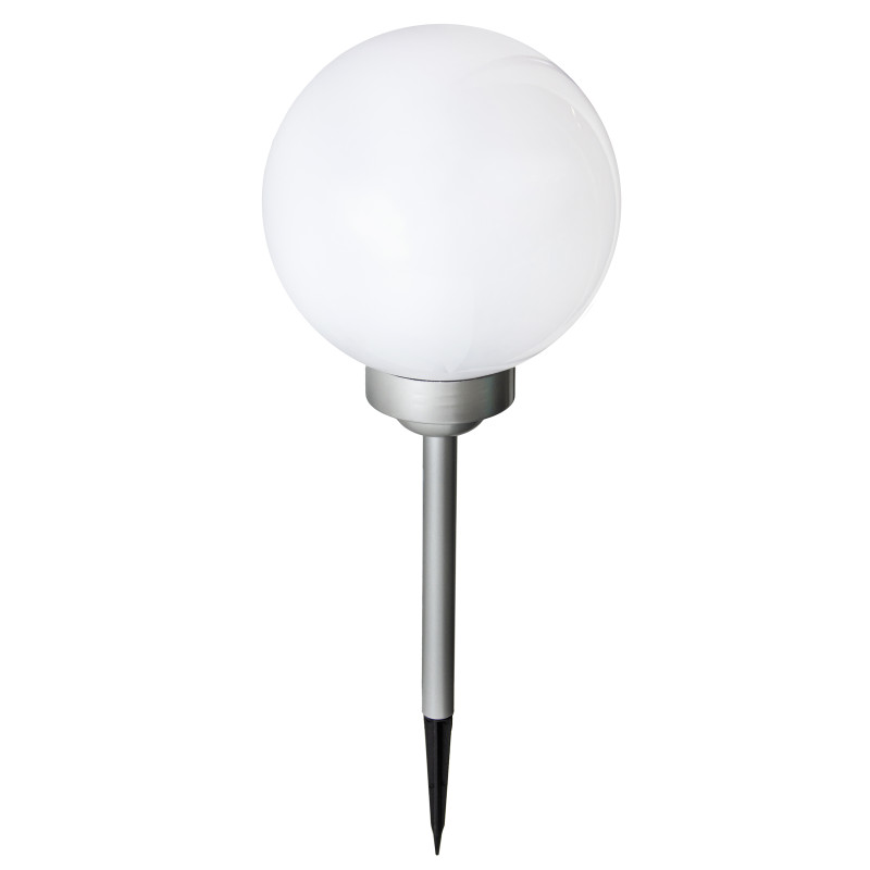 Lampa solarna LED ZENIT srebrna 30 cm ogrodowa kula wbijana