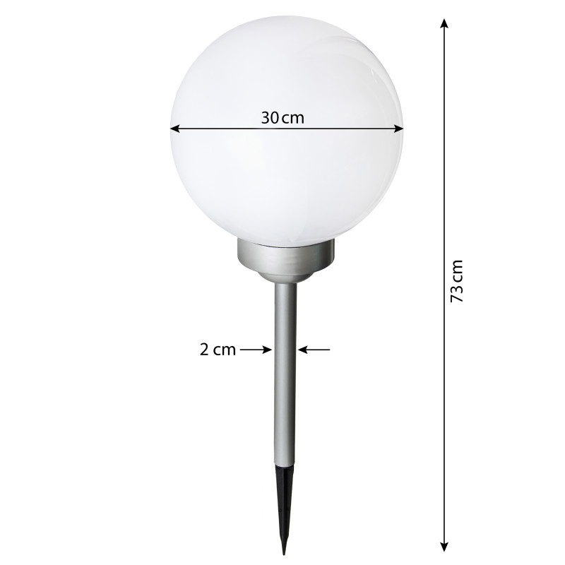 Lampa solarna LED ZENIT srebrna 30 cm ogrodowa kula wbijana