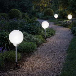 Lampa solarna LED ZENIT srebrna 20 cm ogrodowa kula wbijana