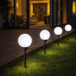 Lampa solarna LED ZENIT czarna 30 cm ogrodowa kula wbijana