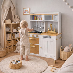 Duża drewniana kuchnia dla dzieci LittleChef brąz z akcesoriami