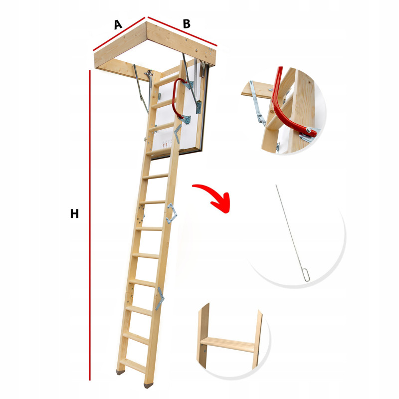 Drewniane Schody Strychowe NORDIC 87mm 90X70 + dodatkowa uszczelka