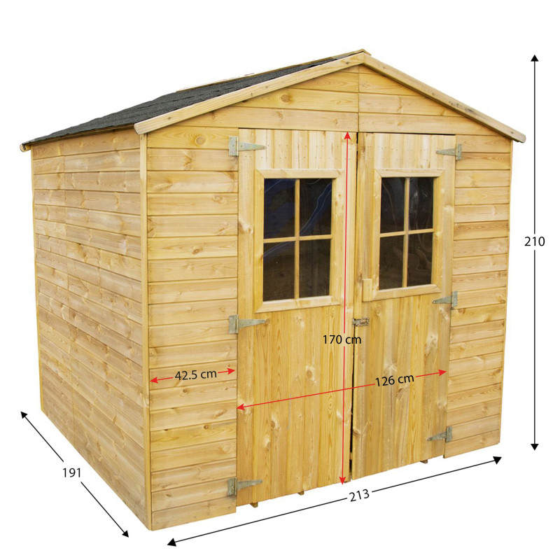 Drewniany domek narzędziowy dwudrzwiowy narzędziownia