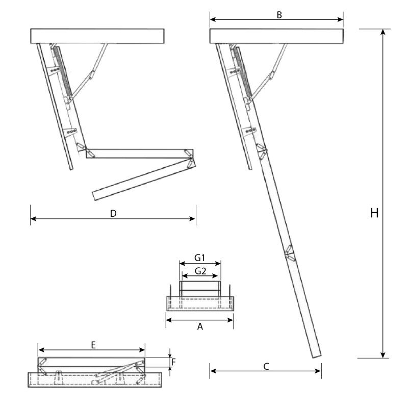 Drewniane schody strychowe GREENLINE 120x90 35mm
