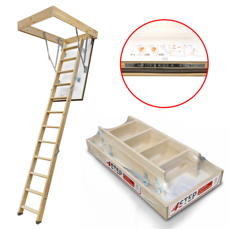 Drewniane schody strychowe GREENLINE 120x90 35mm