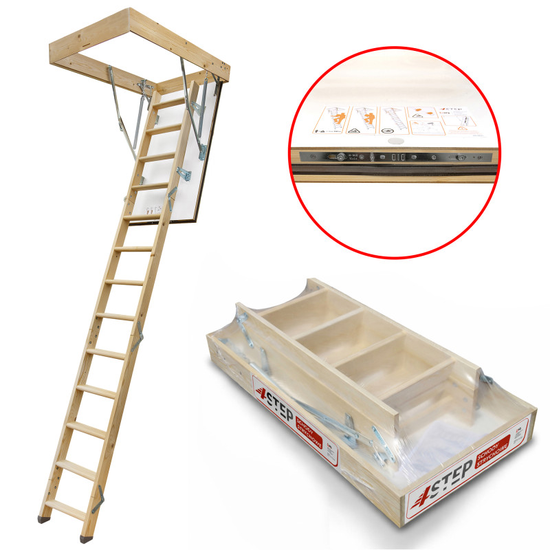 Drewniane schody strychowe GREENLINE 120x90 H-310 35mm