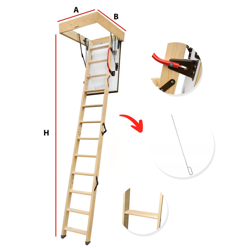 Drewniane schody strychowe EXTRA 100x60 46mm