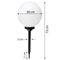 Lampa solarna LED ZENIT czarna 30 cm ogrodowa kula wbijana