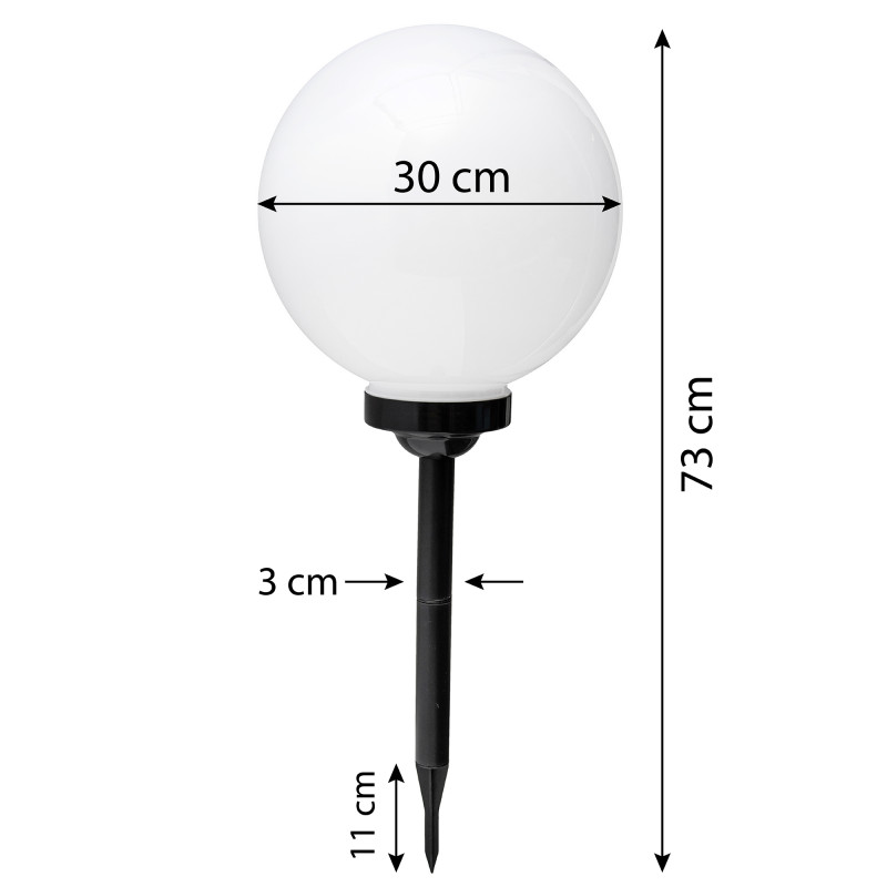 Lampa solarna LED ZENIT czarna 30 cm ogrodowa kula wbijana