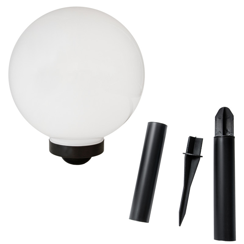 Lampa solarna LED ZENIT czarna 30 cm ogrodowa kula wbijana