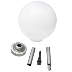 Lampa solarna LED ZENIT srebrna 30 cm ogrodowa kula wbijana