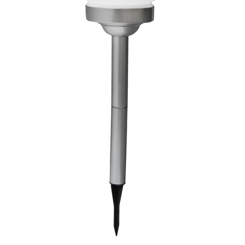 Lampa solarna LED ZENIT srebrna 30 cm ogrodowa kula wbijana