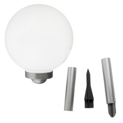 Lampa solarna LED ZENIT srebrna 30 cm ogrodowa kula wbijana